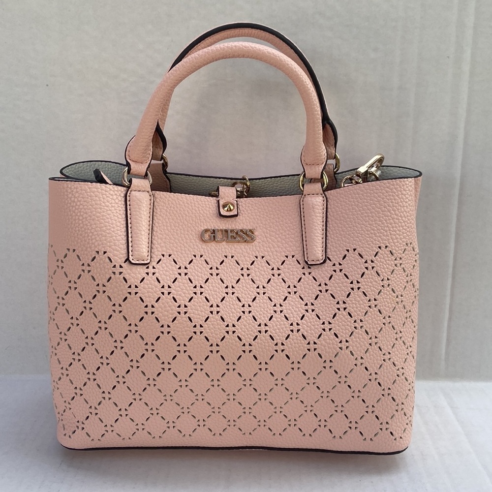 New GUESS Amara Satchel Peach - Picture 5 of 8